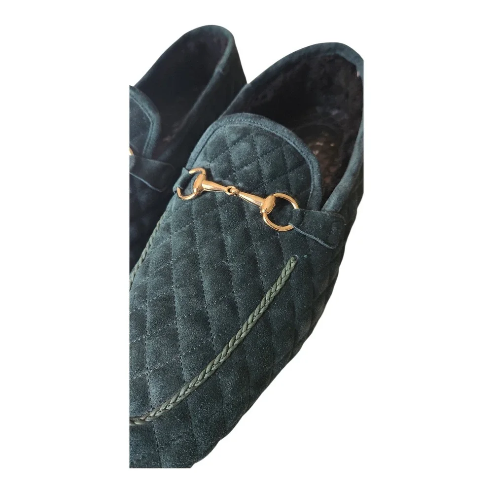Mezlan‎ 13287 Quilted Suede Bit Loafers Green Mens 13 M Made in Spain